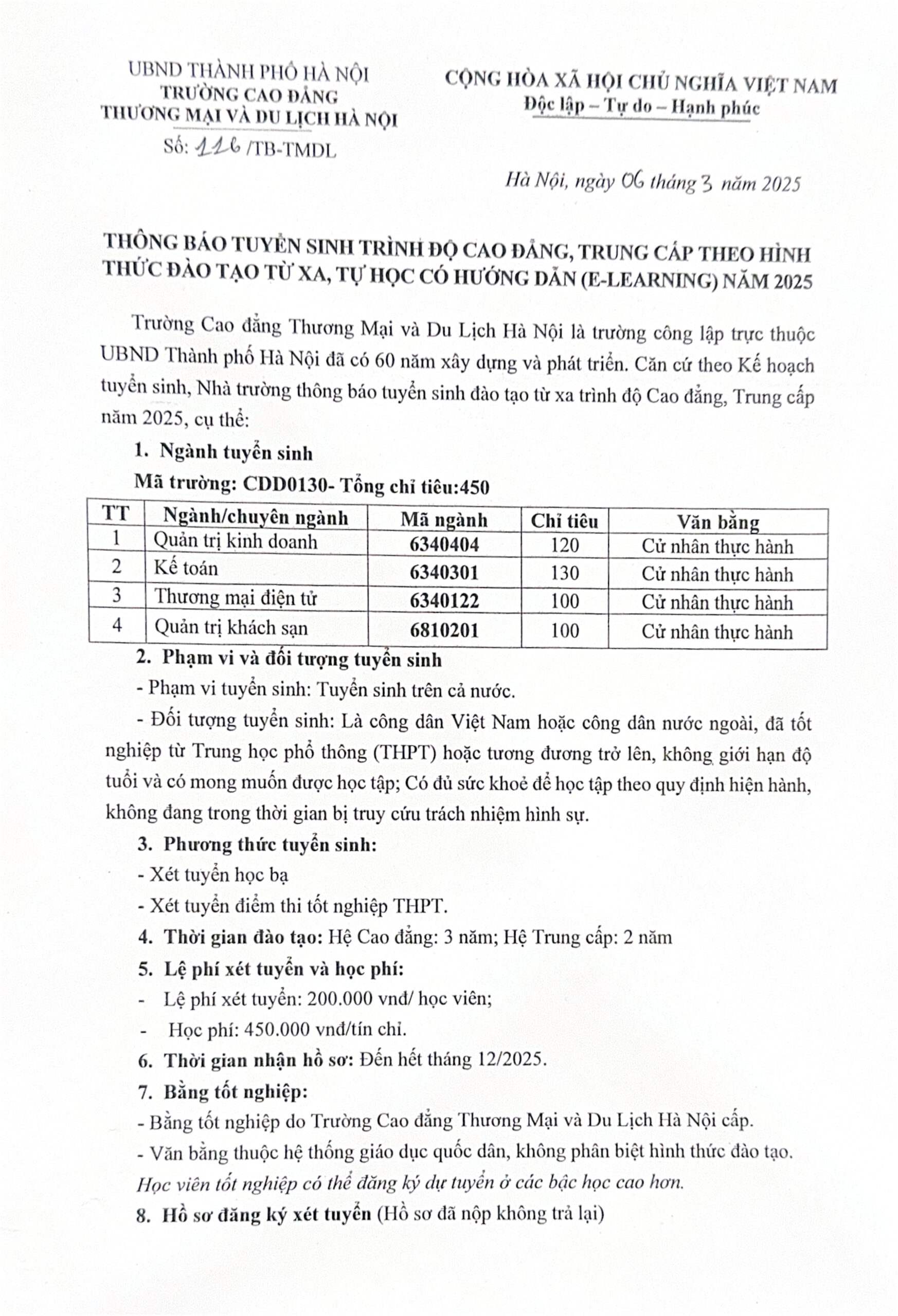 Thông báo tuyển sinh-1